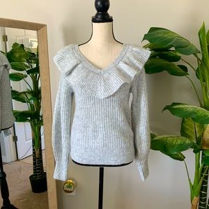 Grey sweater blouse with fun flair